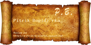 Pitrik Boglárka névjegykártya